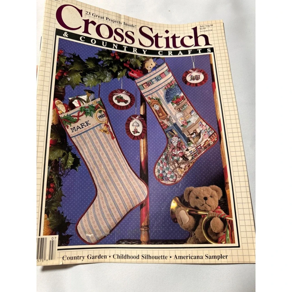 Lot of 7 Vintage Cross Stitch &‎ Country Crafts Magazines 1987-1989 Patterns